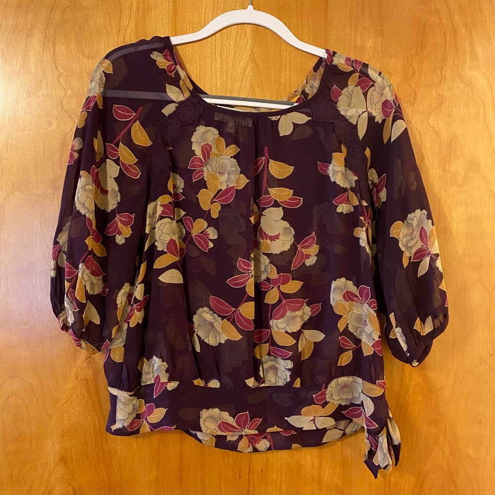 Anthropologie Moulinette Soeurs Top Floral Silk 4 - Picture 2 of 10